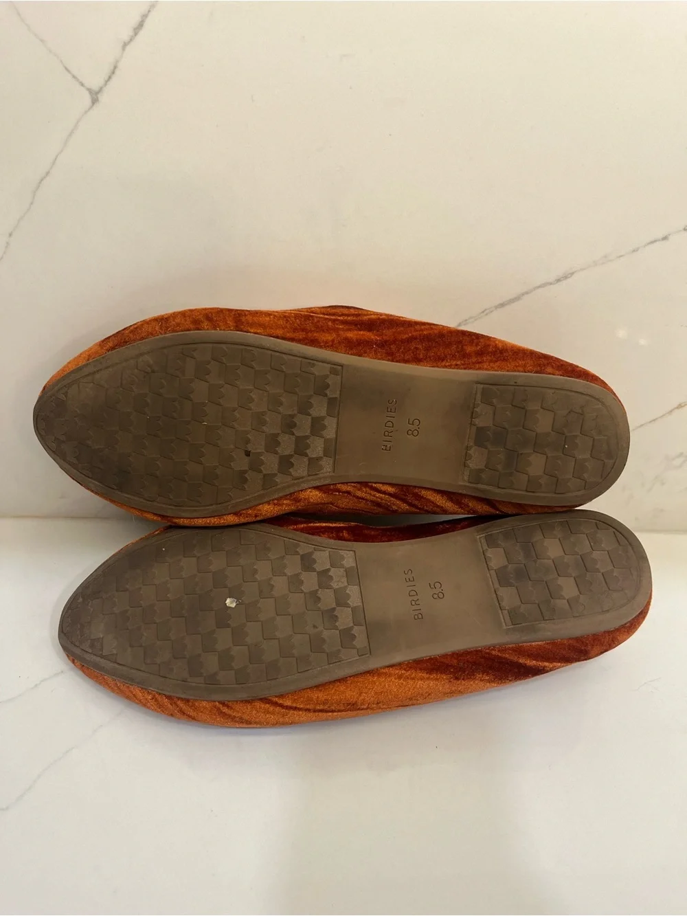 Birdies Rust Orange Velvet Smoking Loafers – Size 8.5